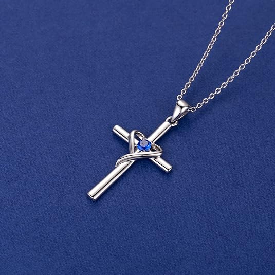 Sapphire Cross Necklace | White Gold Maya Henry Jewelry