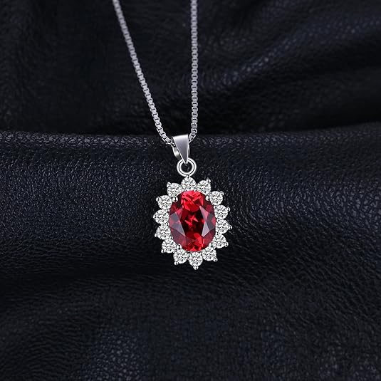 Classic Ruby Halo Necklace | White Gold Maya Henry Jewelry