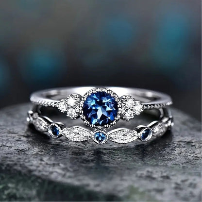 Sapphriel Crown Ring Set | White Gold Maya Henry Jewelry
