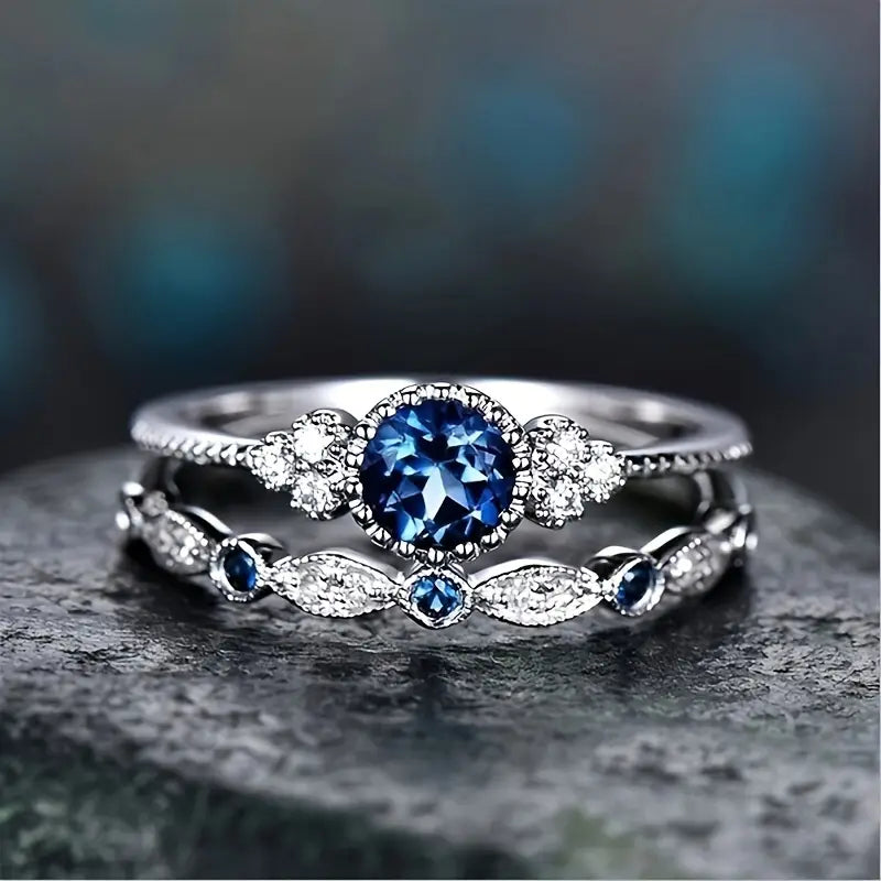 Sapphriel Crown Ring Set | White Gold Maya Henry Jewelry