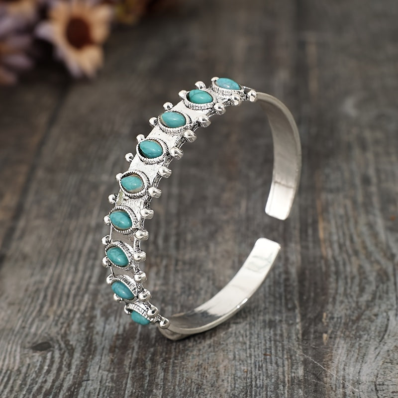 Azmira Turquoise Cuff Bracelet | White Gold Maya Henry Jewelry