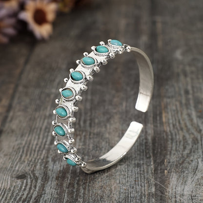 Azmira Turquoise Cuff Bracelet | White Gold Maya Henry Jewelry