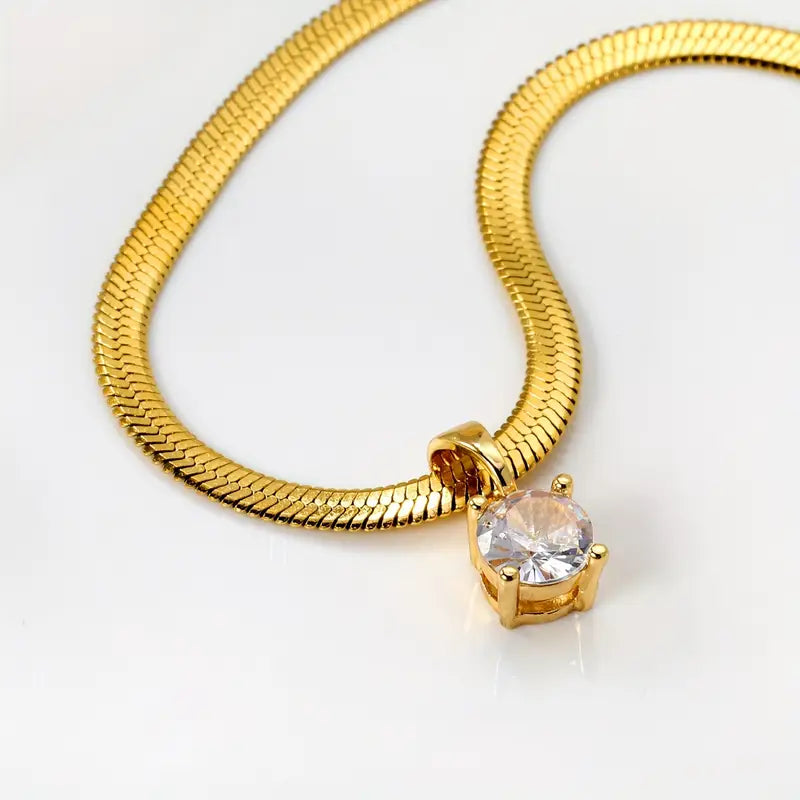 Elegant Rhinestone Pendant Necklace | Gold Maya Henry Jewelry