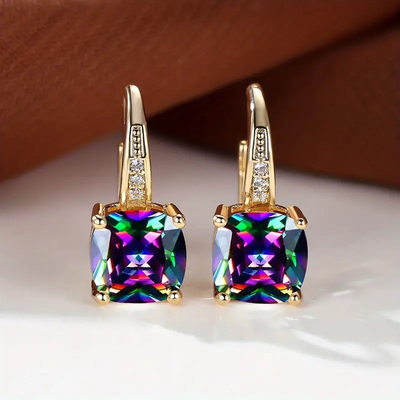 Mystic Stone Hoop Earrings | Gold Maya Henry Jewelry