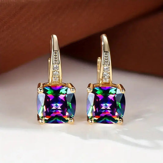 Mystic Stone Hoop Earrings | Gold Maya Henry Jewelry