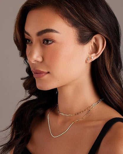 Paved Cross Studs | Gold Maya Henry Jewelry