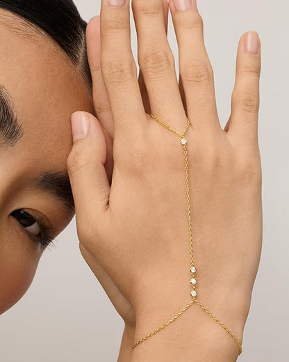 Beaded Handchain Bracelet | Gold Maya Henry Jewelry