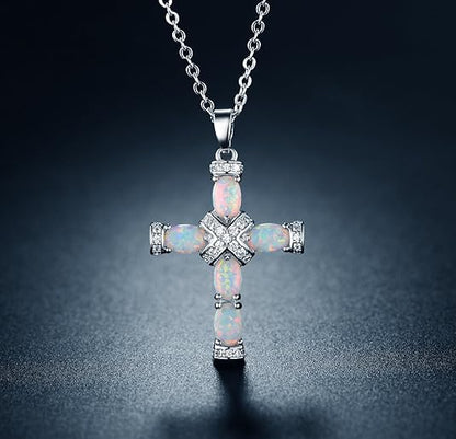 Lumen Opal Cross Necklace | Gold Maya Henry Jewelry