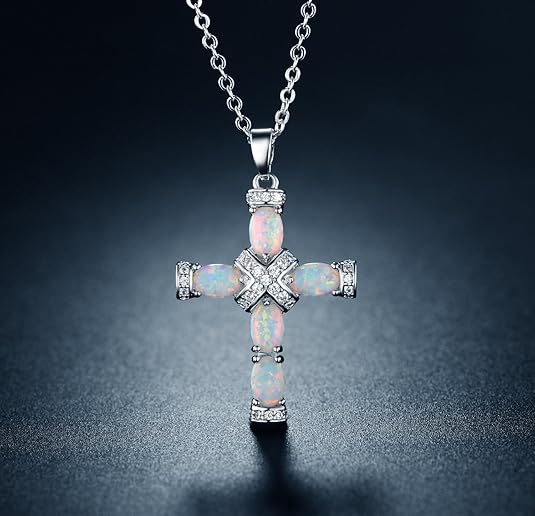 Lumen Opal Cross Necklace | Gold Maya Henry Jewelry