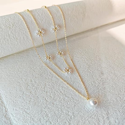 Floral Pearl Layered Necklace | Gold Maya Henry Jewelry