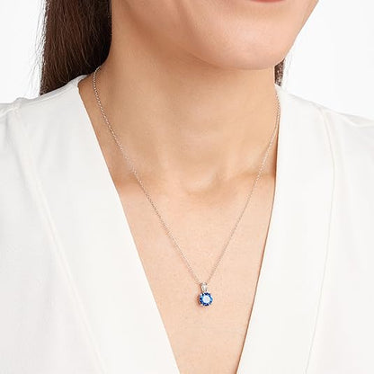 Round Cut Sapphire Necklace | White Gold Maya Henry Jewelry
