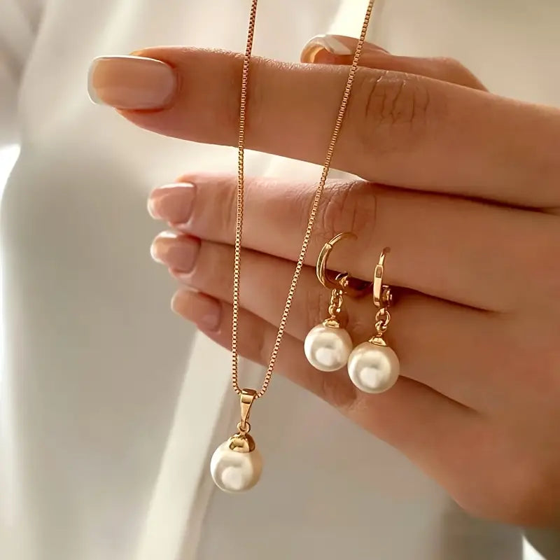 Golden Grace Pearl Jewelry Set | Gold Maya Henry Jewelry