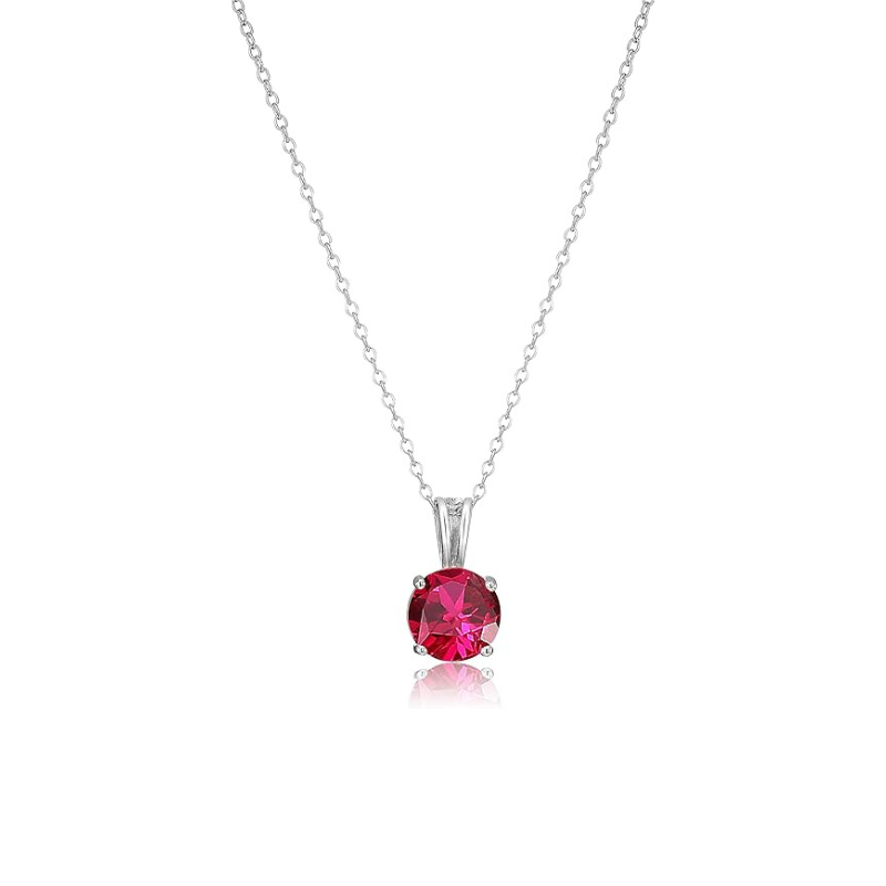 Round Cut Ruby Necklace | White Gold Maya Henry Jewelry