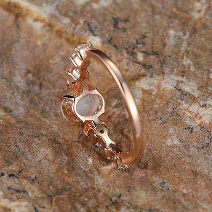 Opal Crescent Moon Ring | Rose Gold Maya Henry Jewelry