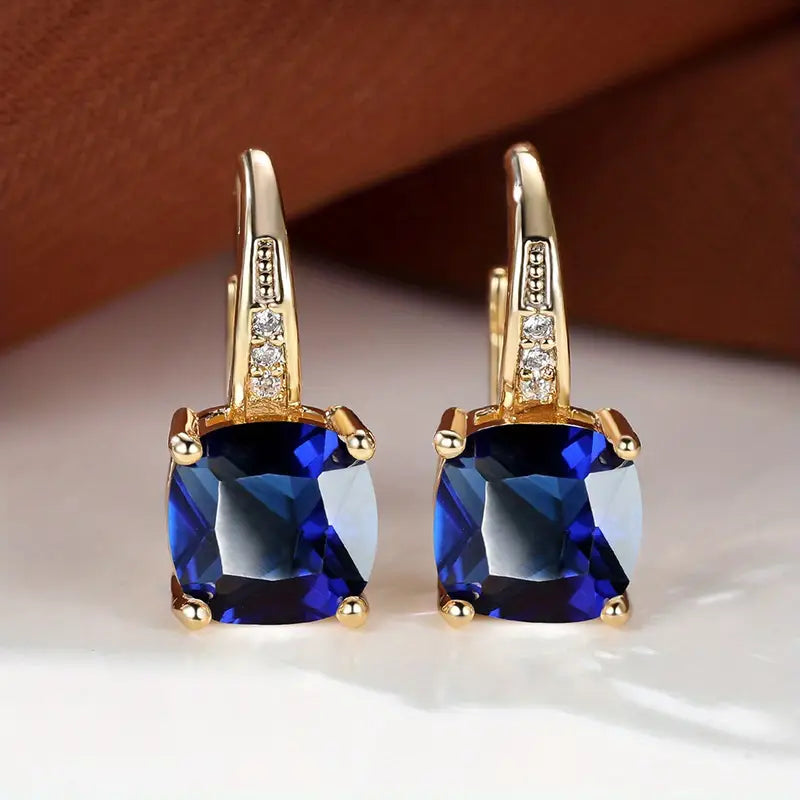 Mystic Sapphire Stone Hoop Earrings | Gold Maya Henry Jewelry