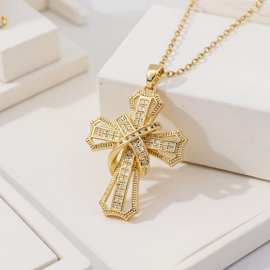 Radiant Cross Pendant Necklace | Gold Maya Henry Jewelry
