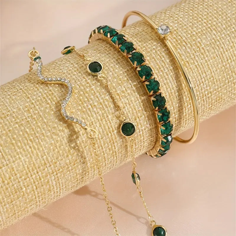 Green Gemstone Bracelet Set Maya Henry Jewelry