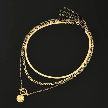 Savira Textured Coin Layered Necklace | Gold Maya Henry Jewelry