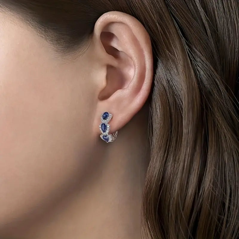 Royal Sapphire Crest Earrings | White Gold Maya Henry Jewelry