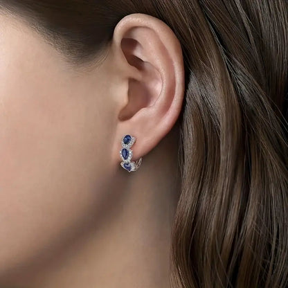 Royal Sapphire Crest Earrings | White Gold Maya Henry Jewelry