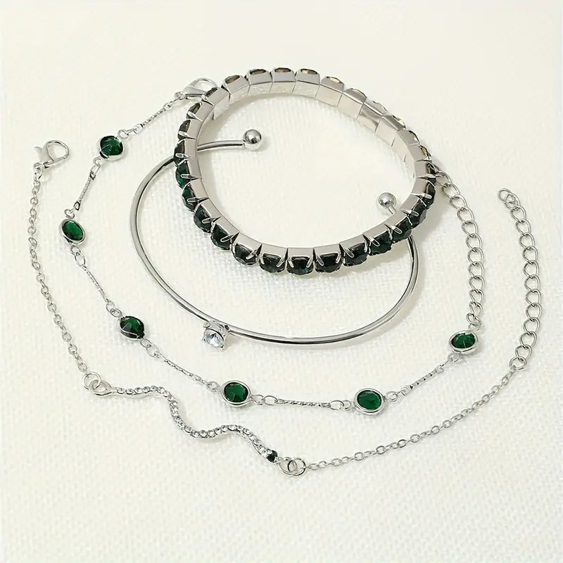 Green Gemstone Bracelet Set Maya Henry Jewelry