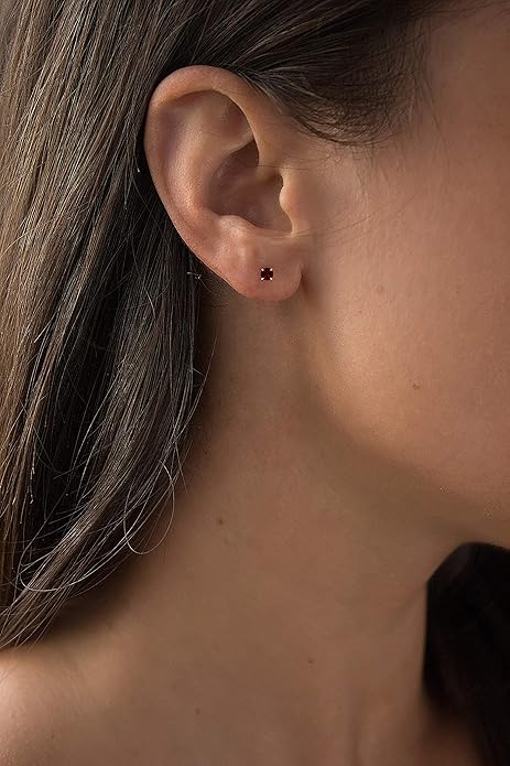 Ruby Round Stud Earrings | Gold Maya Henry Jewelry