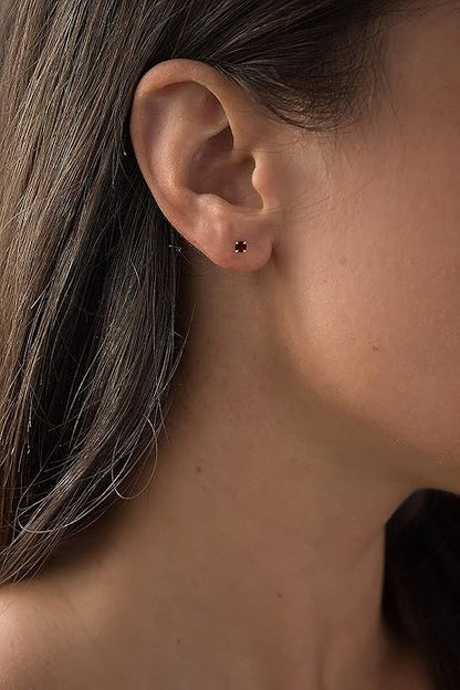 Ruby Round Stud Earrings | Gold Maya Henry Jewelry