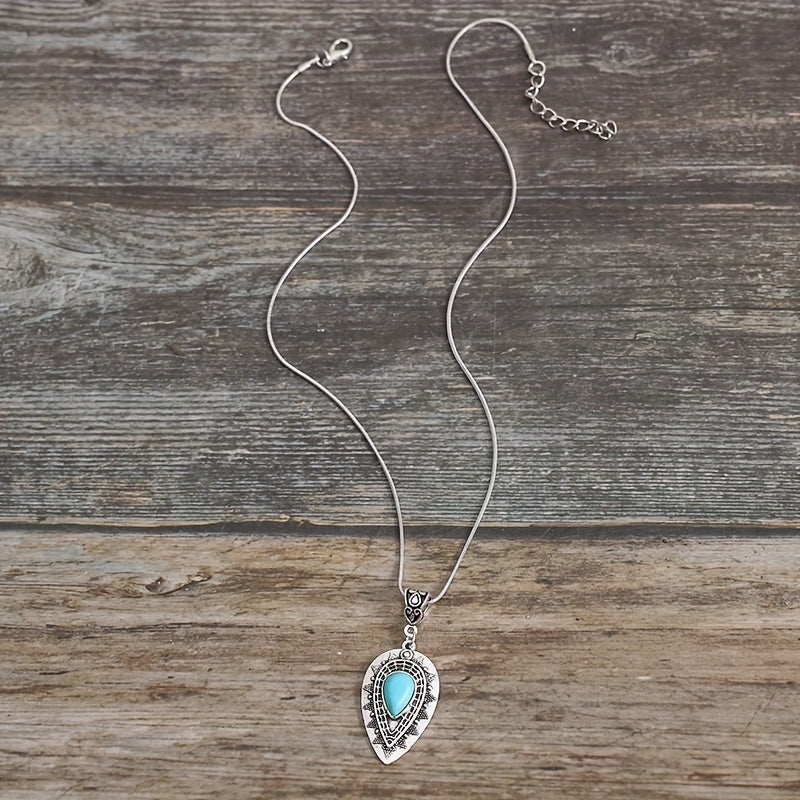 Arlisse Turquoise Teardrop Necklace | White Gold Maya Henry Jewelry