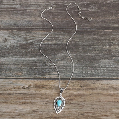 Arlisse Turquoise Teardrop Necklace | White Gold Maya Henry Jewelry