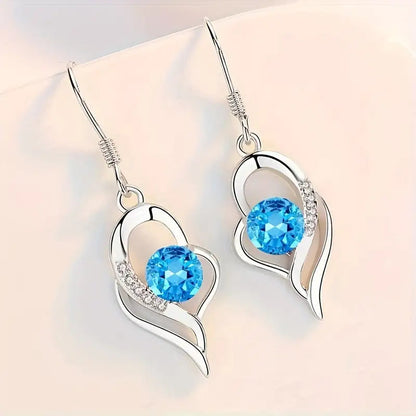 Eclipse Heart Drop Earrings | White Gold Maya Henry Jewelry