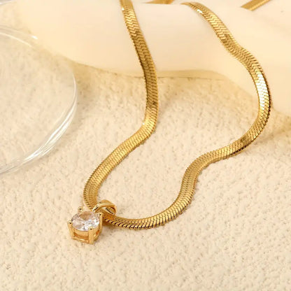 Elegant Rhinestone Pendant Necklace | Gold Maya Henry Jewelry