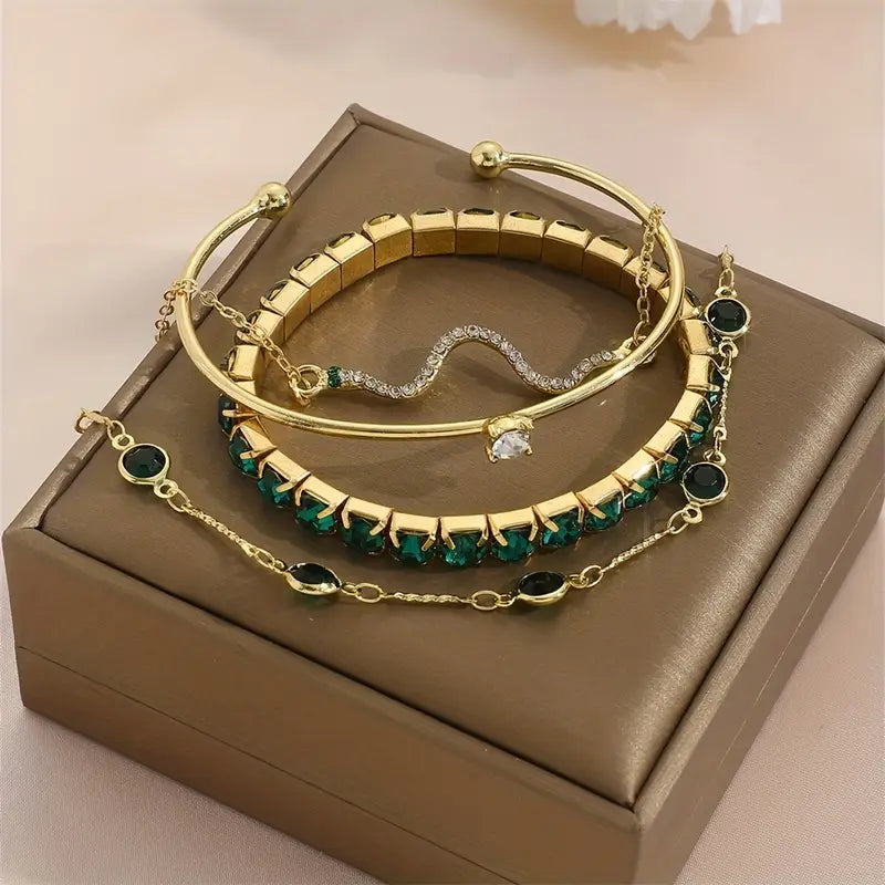 Green Gemstone Bracelet Set Maya Henry Jewelry