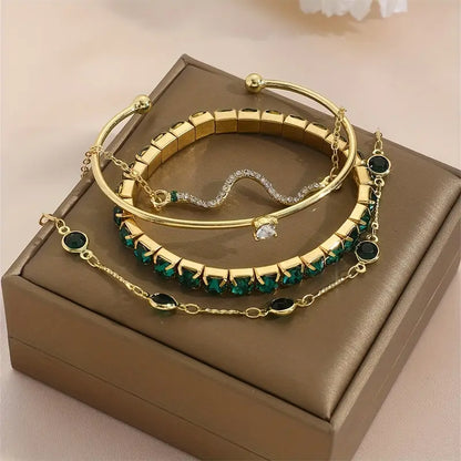 Green Gemstone Bracelet Set Maya Henry Jewelry
