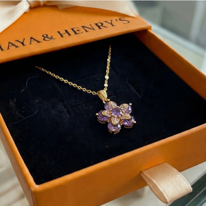 Amelyth Violet Flower Necklace | Gold Maya Henry Jewelry