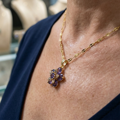 Amelyth Violet Flower Necklace | Gold Maya Henry Jewelry