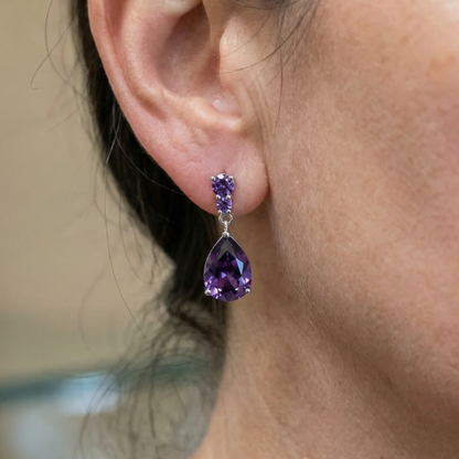 Amethyst Dewdrop Earrings | White Gold Maya Henry Jewelry
