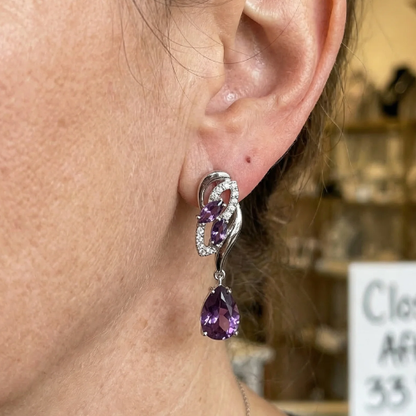 Amethyst Glimmer Drop Earrings | White Gold Maya Henry Jewelry