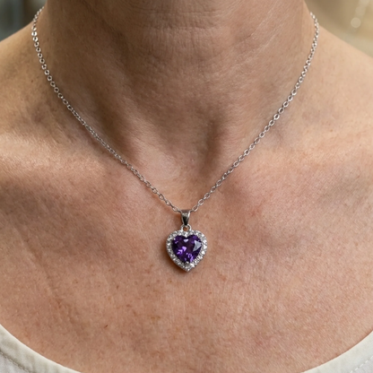 Amethyst Heart Radiance Necklace | White Gold Maya Henry Jewelry