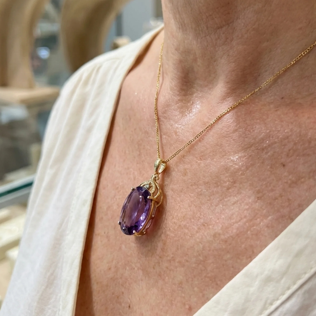 Amethyst Imperial Oval Necklace | Gold Maya Henry Jewelry