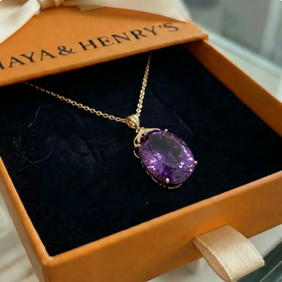 Amethyst Imperial Oval Necklace | Gold Maya Henry Jewelry