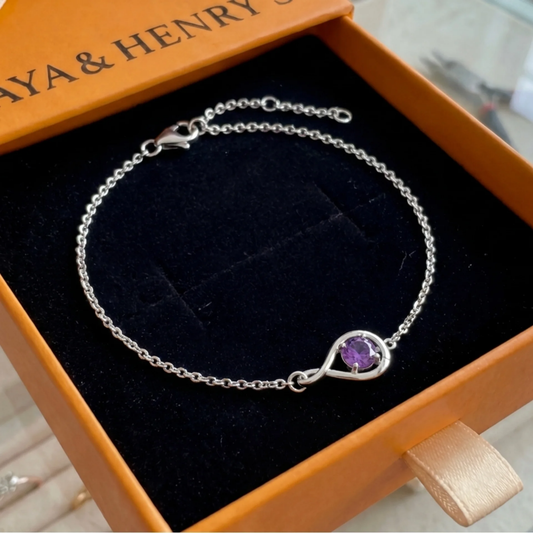 Amethyst Infinity Bracelet | White Gold Maya Henry Jewelry