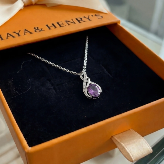 Amethyst Infinity Pave Necklace | White Gold Maya Henry Jewelry