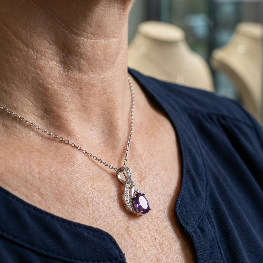Amethyst Infinity Pave Necklace | White Gold Maya Henry Jewelry