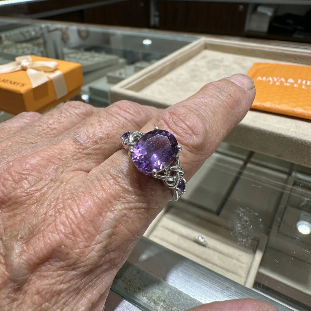 Amethyst Knot Ring | White Gold Maya Henry Jewelry