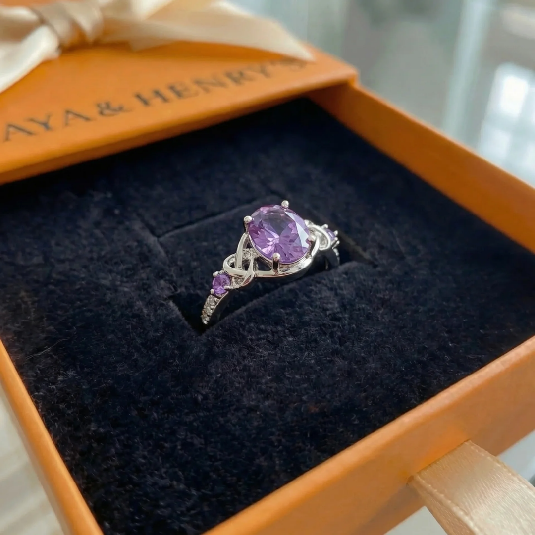 Amethyst Knot Ring | White Gold Maya Henry Jewelry