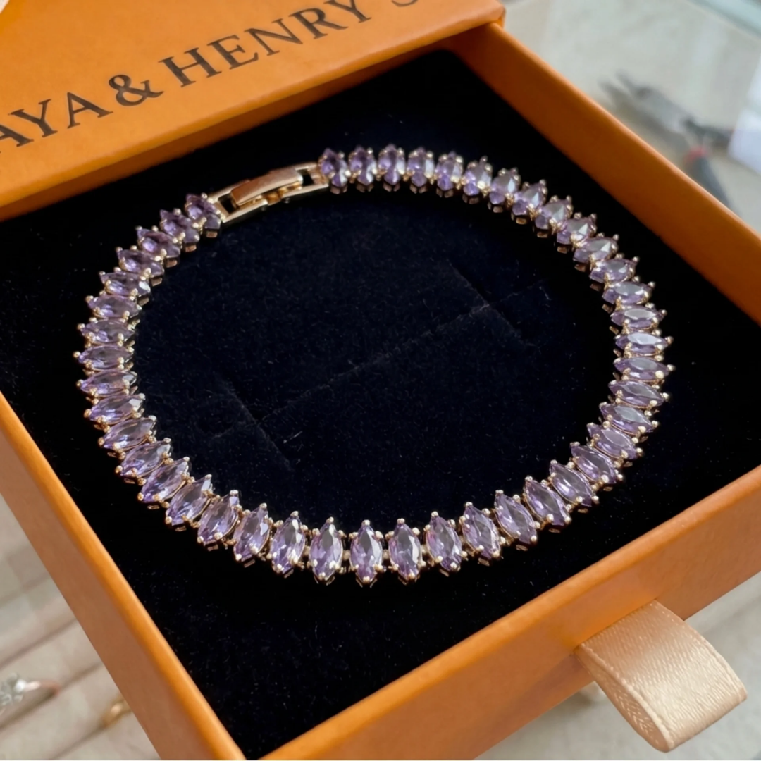 Amethyst Marquise Tennis Bracelet | Gold Maya Henry Jewelry