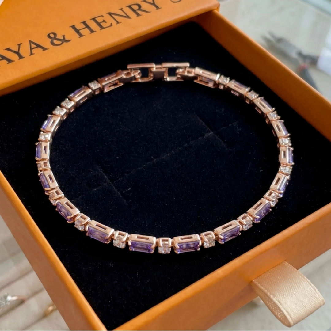 Amethyst Prism Tennis Bracelet | Rose Gold Maya Henry Jewelry