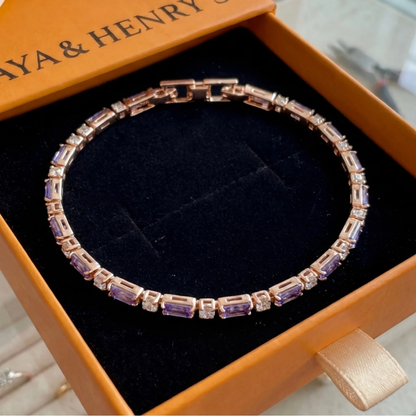 Amethyst Prism Tennis Bracelet | Rose Gold Maya Henry Jewelry