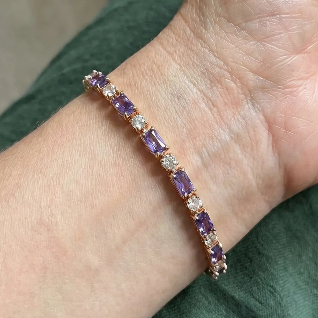 Amethyst Prism Tennis Bracelet | Rose Gold Maya Henry Jewelry