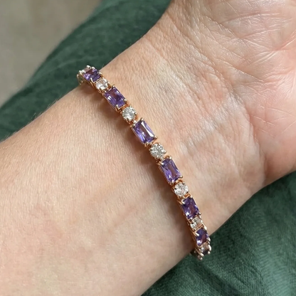 Amethyst Prism Tennis Bracelet | Rose Gold Maya Henry Jewelry